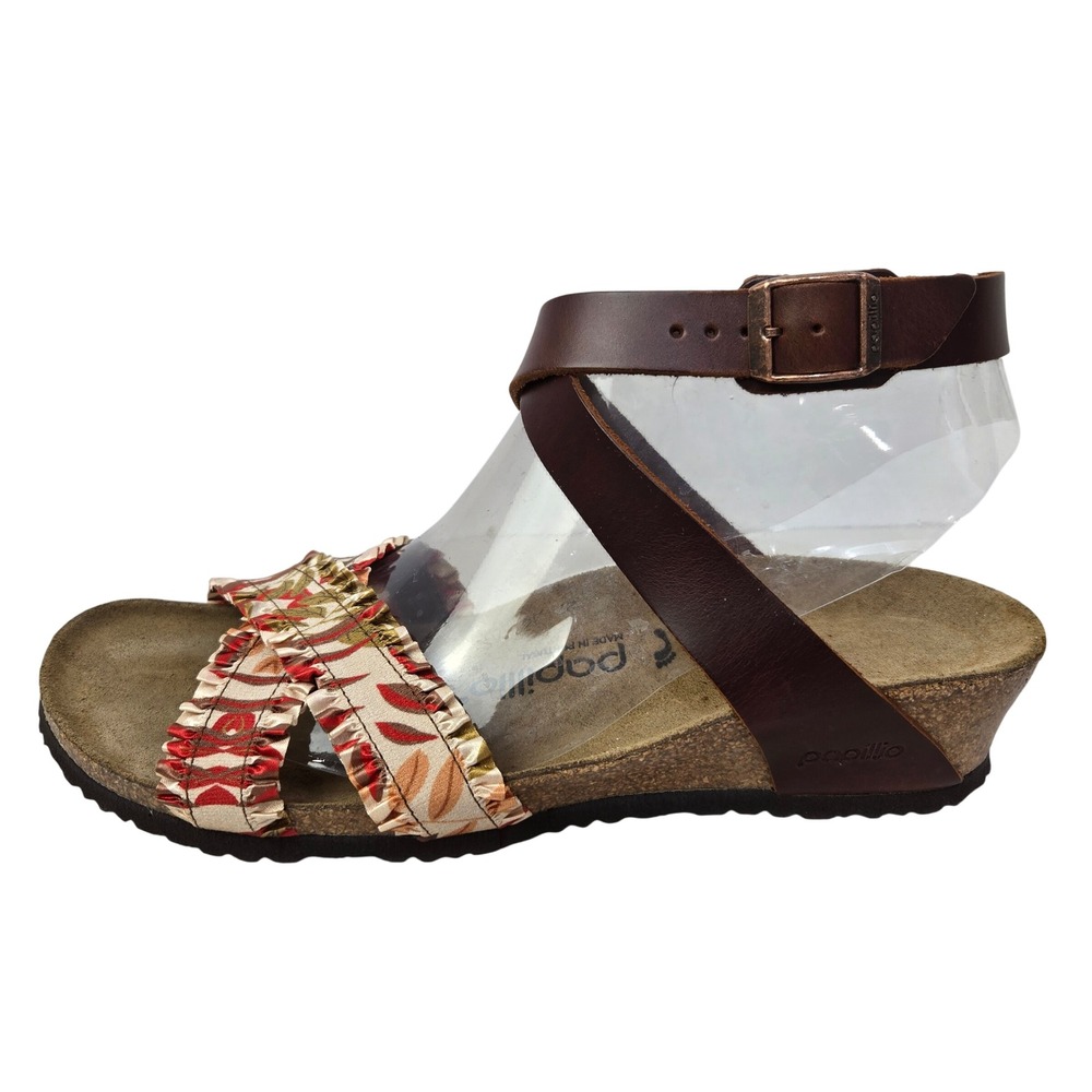 Papillio Birkenstock Lola Wedge Sandals Size 41 Size 10 Leather Ankle strap #980